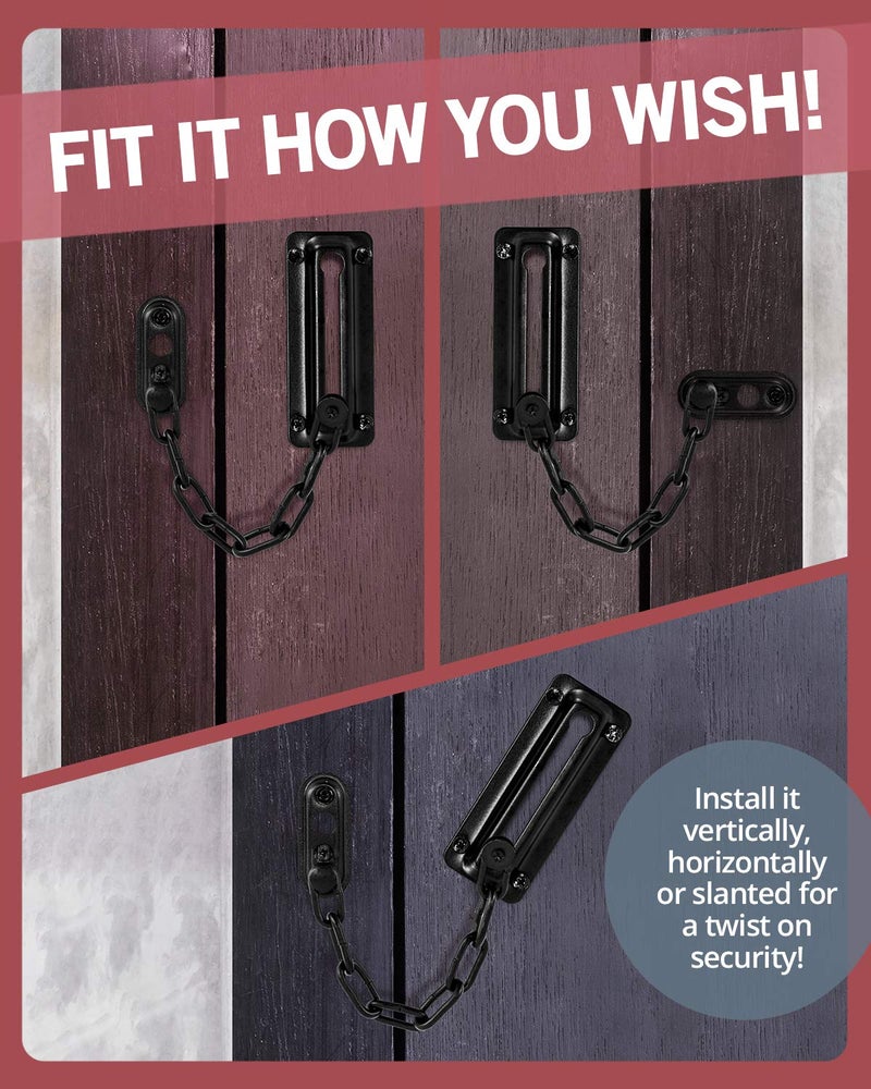 JD Jack N'Drill Jack N'Drill 2 Pack Door Chain Lock, 100% Child Proof Safety Chain Door Lock, Sturdy & Rust-Resistant Steel, Heavy Duty Chain Locks for Inside Door and Extra Front Door Lock (Black) - Image 5
